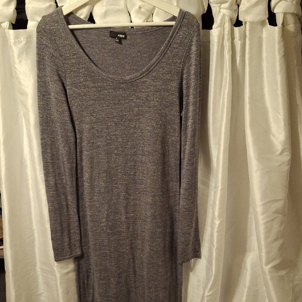 We The Free Gray Long Sleeve Dress Lg